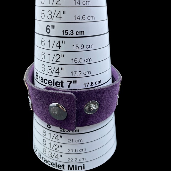 Rhinestone Chain Cuff Bracelet Purple Faux Leather Baddie Coquette Y2K Festival - Picture 8 of 8